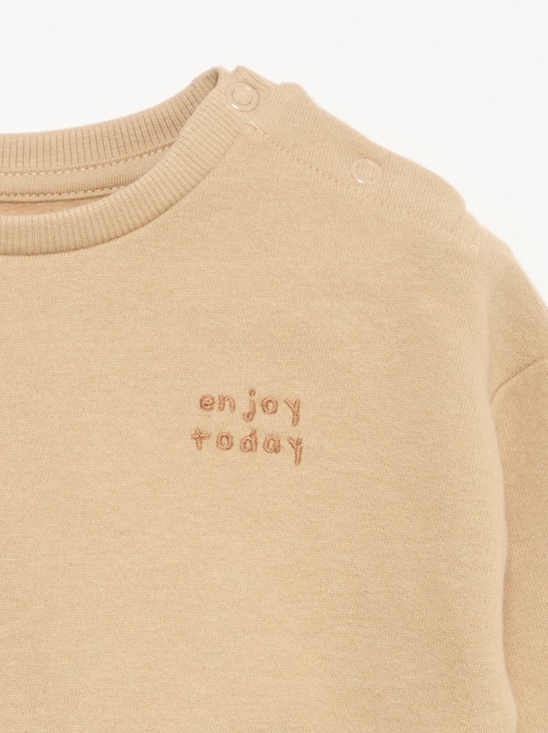 Sudadera de manga larga de felpa Beige - Kiabi