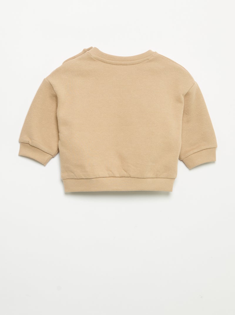 Sudadera de manga larga de felpa Beige - Kiabi