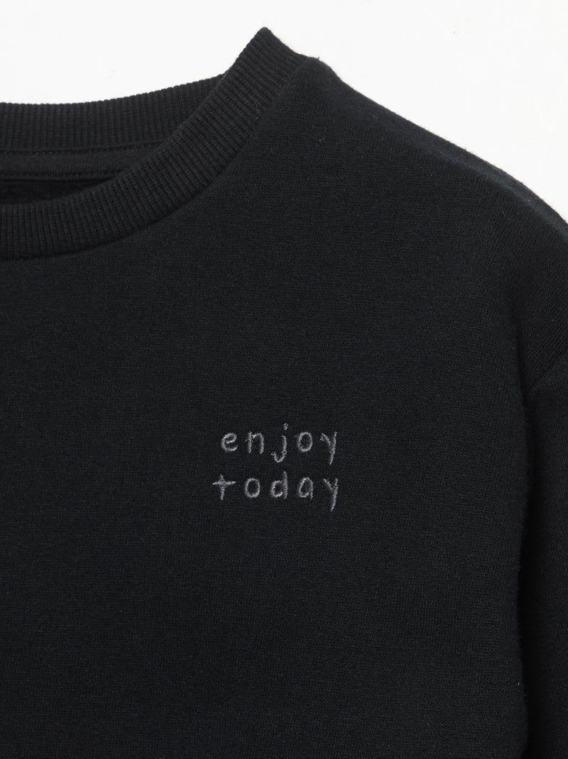 Sudadera de manga larga de felpa Negro - Kiabi