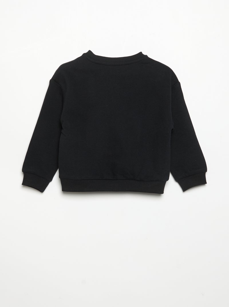 Sudadera de manga larga de felpa Negro - Kiabi