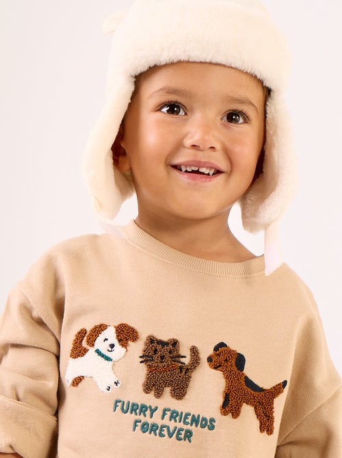 Sudadera de manga larga de forro polar con estampado - Kiabi Sudadera de manga larga de forro polar con estampado - Kiabi