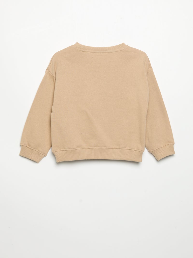 Sudadera de manga larga de forro polar con estampado Beige - Kiabi