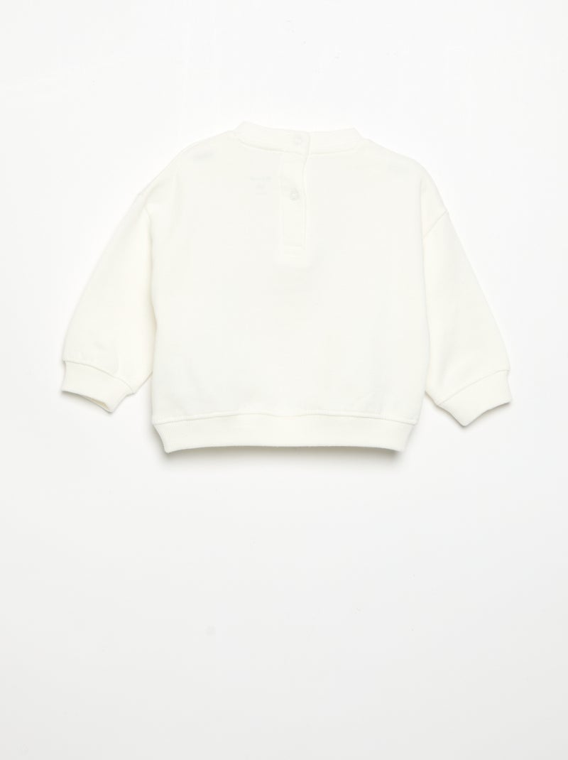 Sudadera de manga larga de forro polar con estampado Blanco - Kiabi