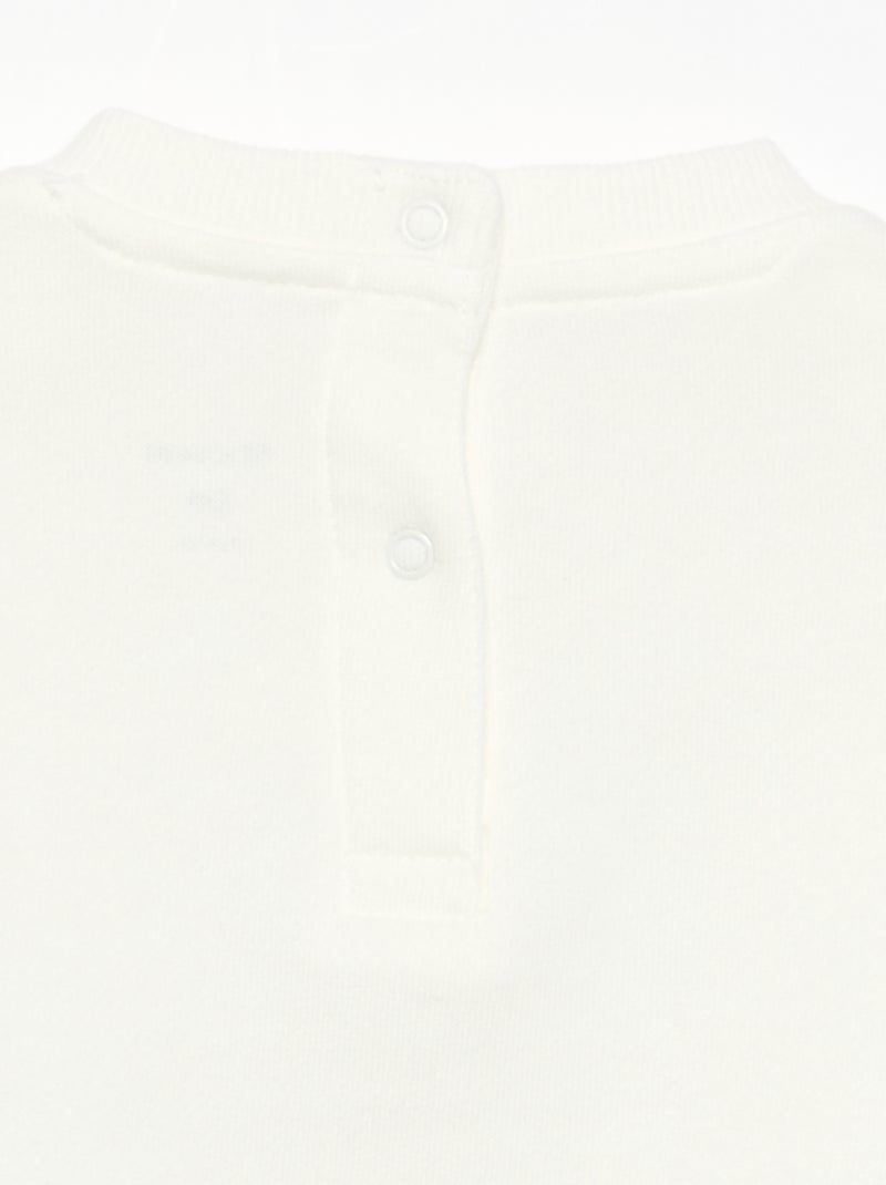 Sudadera de manga larga de forro polar con estampado Blanco - Kiabi