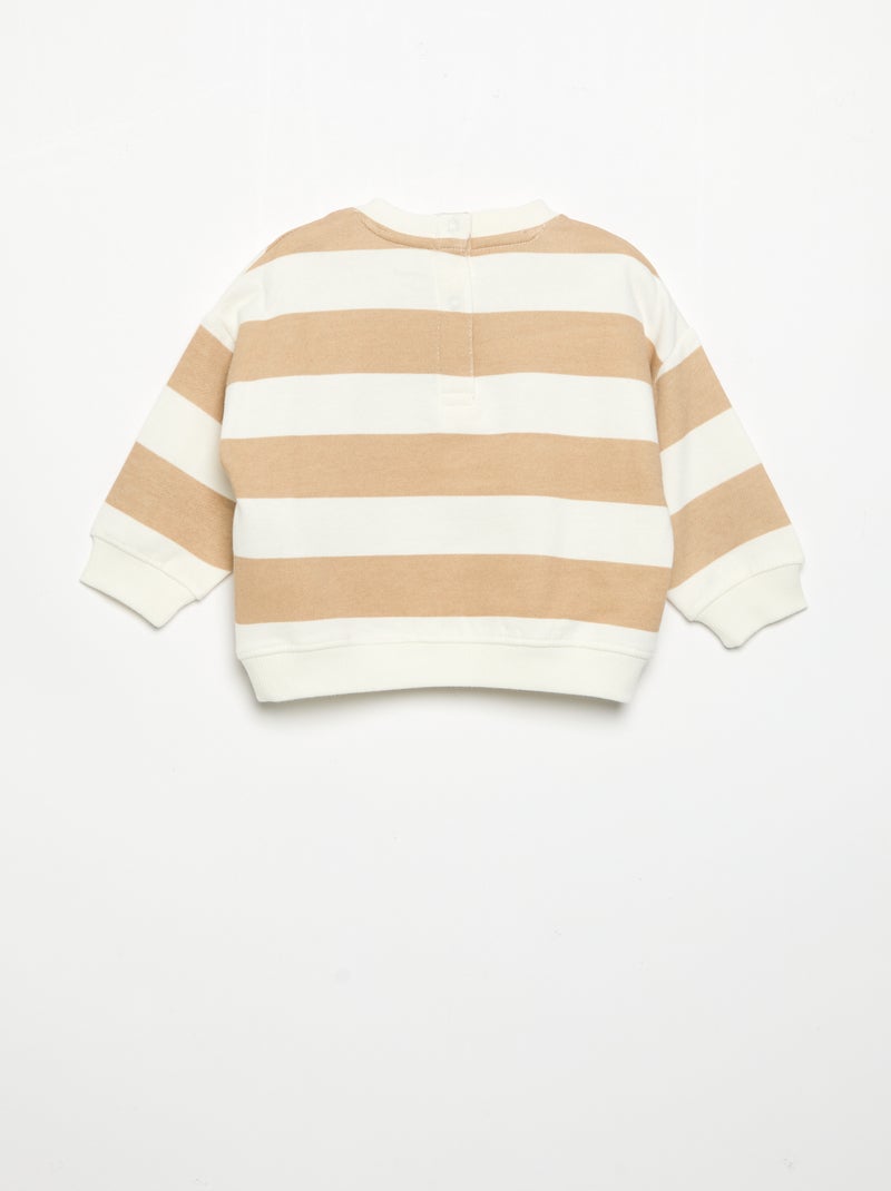 Sudadera de manga larga de polar con animación Beige - Kiabi