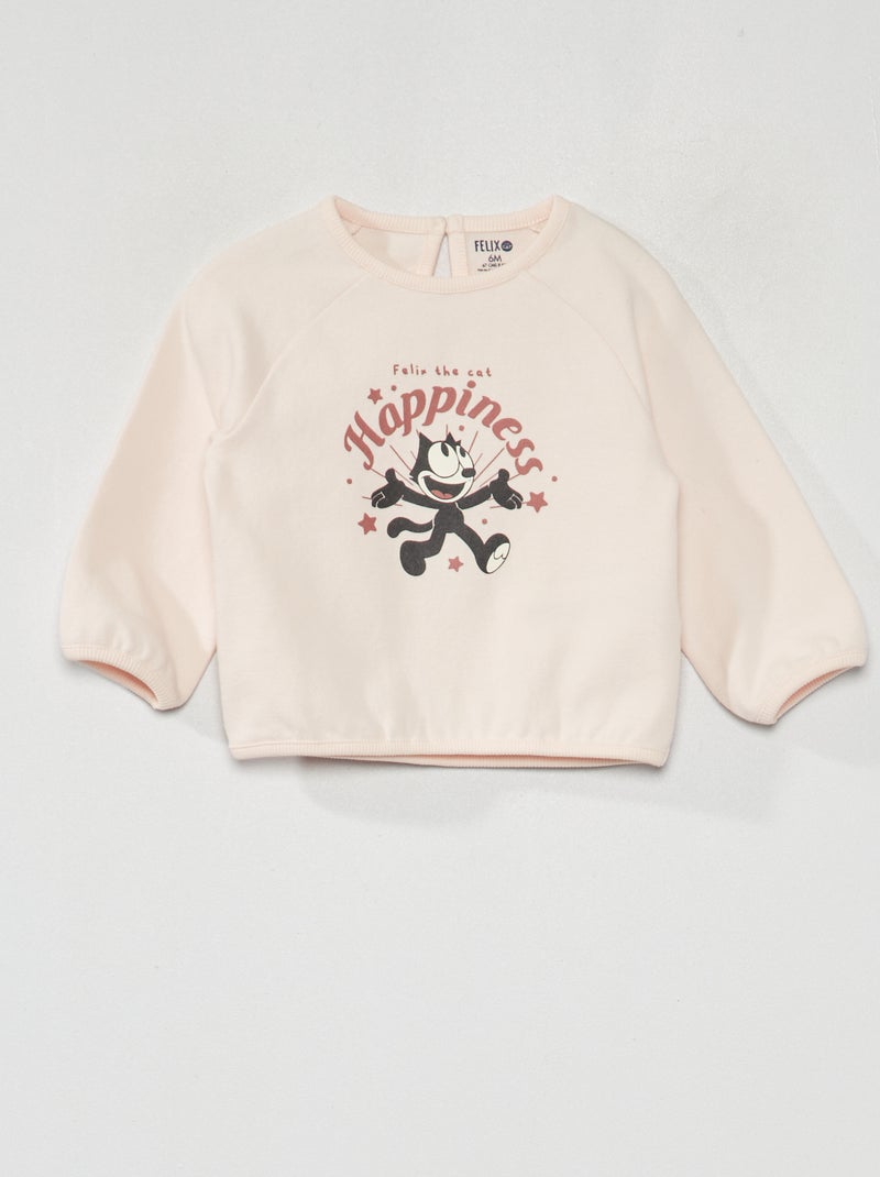 Sudadera de manga larga 'El gato Félix' ROSA - Kiabi