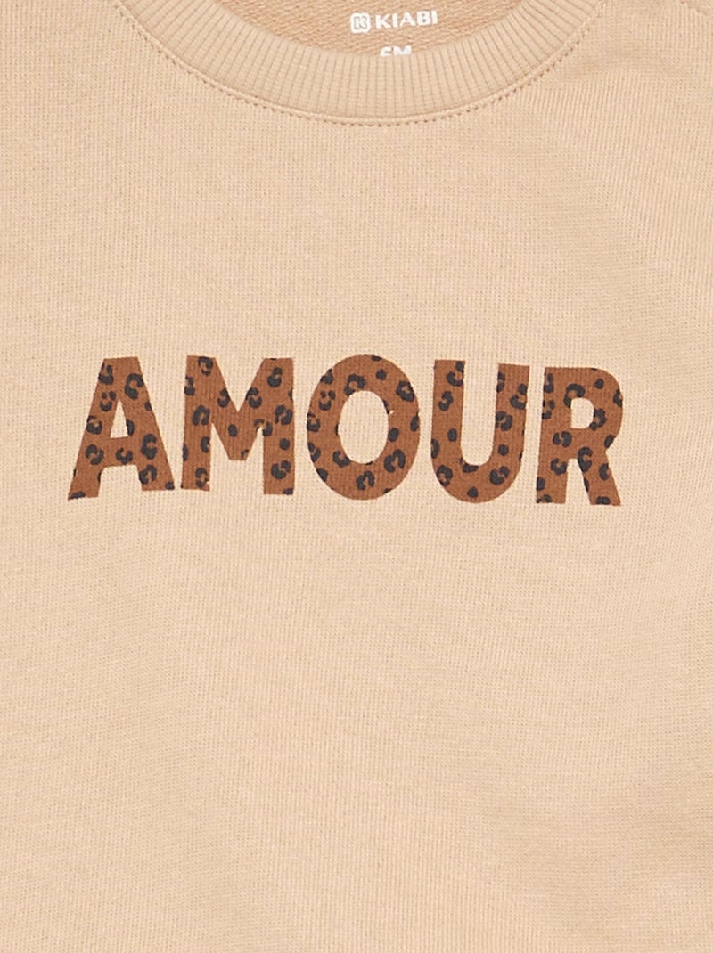 Sudadera de manga larga estampada Beige - Kiabi