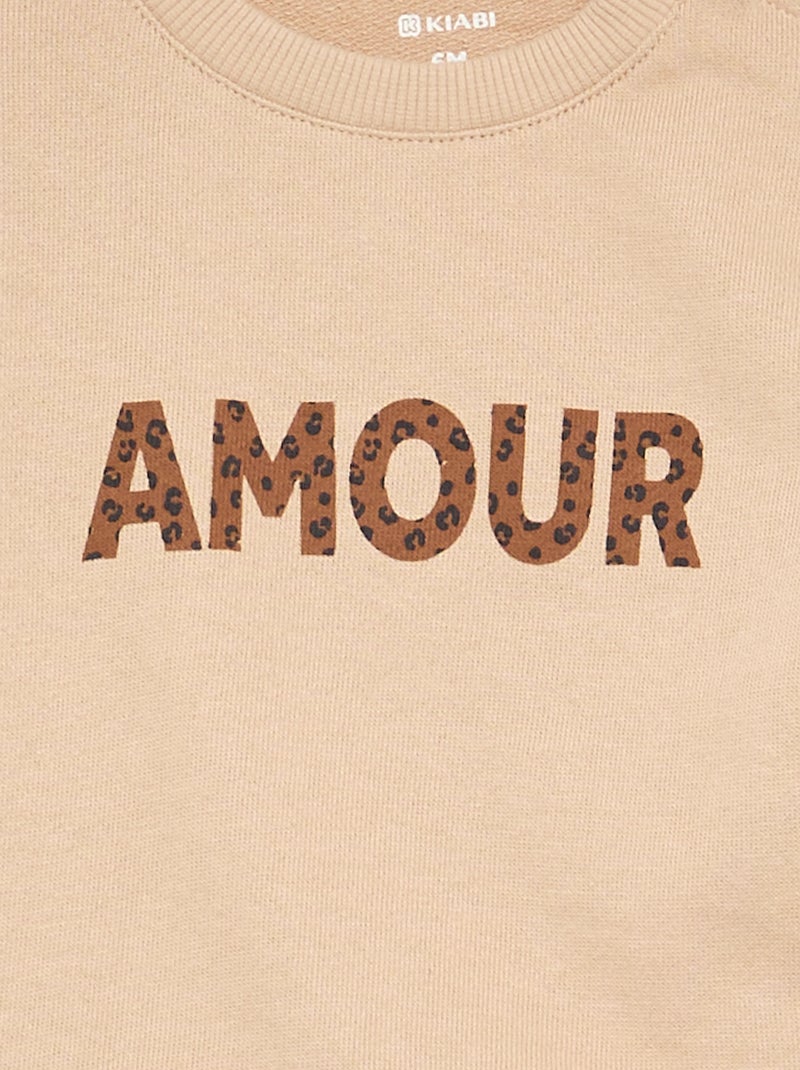 Sudadera de manga larga estampada Beige - Kiabi