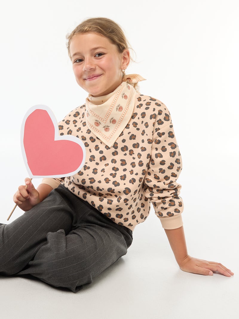 Sudadera de manga larga estampada Beige - Kiabi