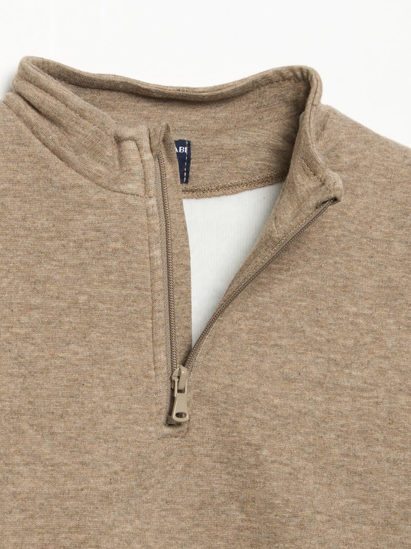 Sudadera de manga larga y cuello con cremallera Marron - Kiabi