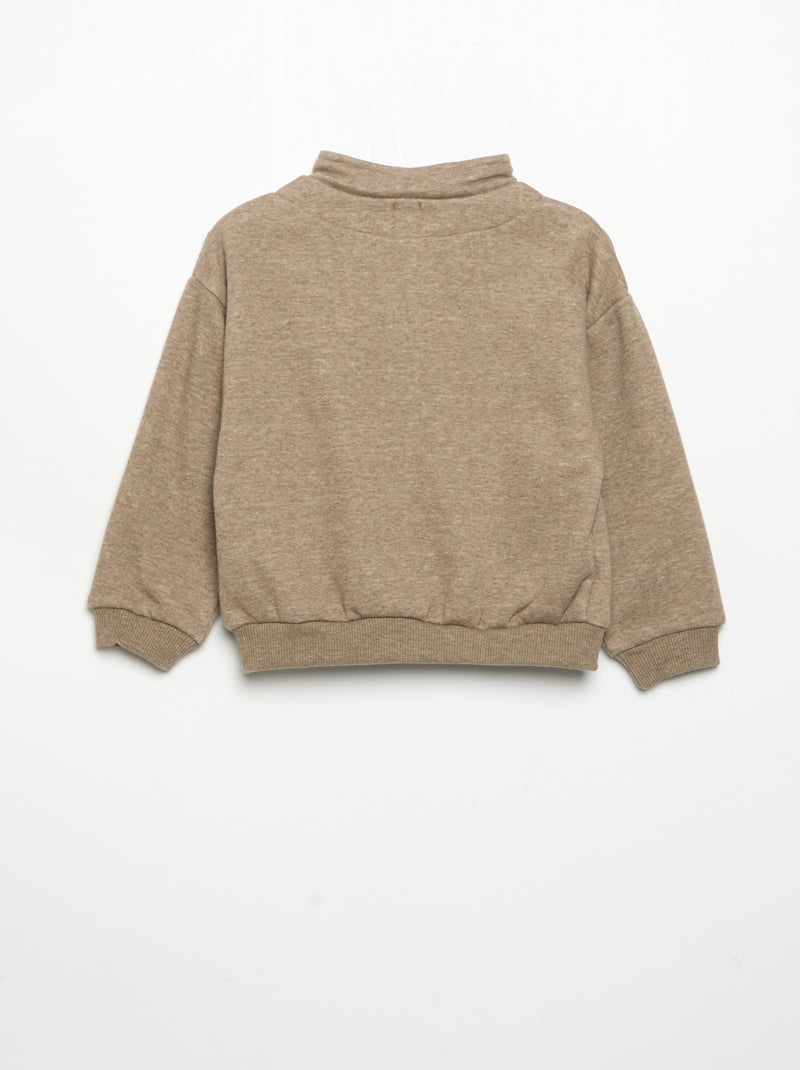Sudadera de manga larga y cuello con cremallera Marron - Kiabi