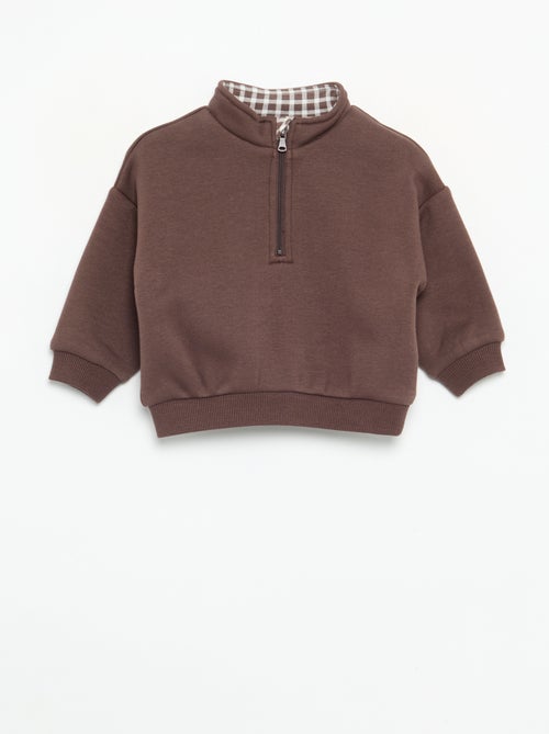 Sudadera de manga larga y cuello con cremallera - Kiabi Sudadera de manga larga y cuello con cremallera - Kiabi