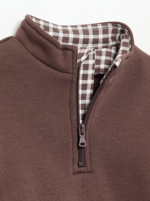 Sudadera de manga larga y cuello con cremallera - Kiabi Sudadera de manga larga y cuello con cremallera - Kiabi