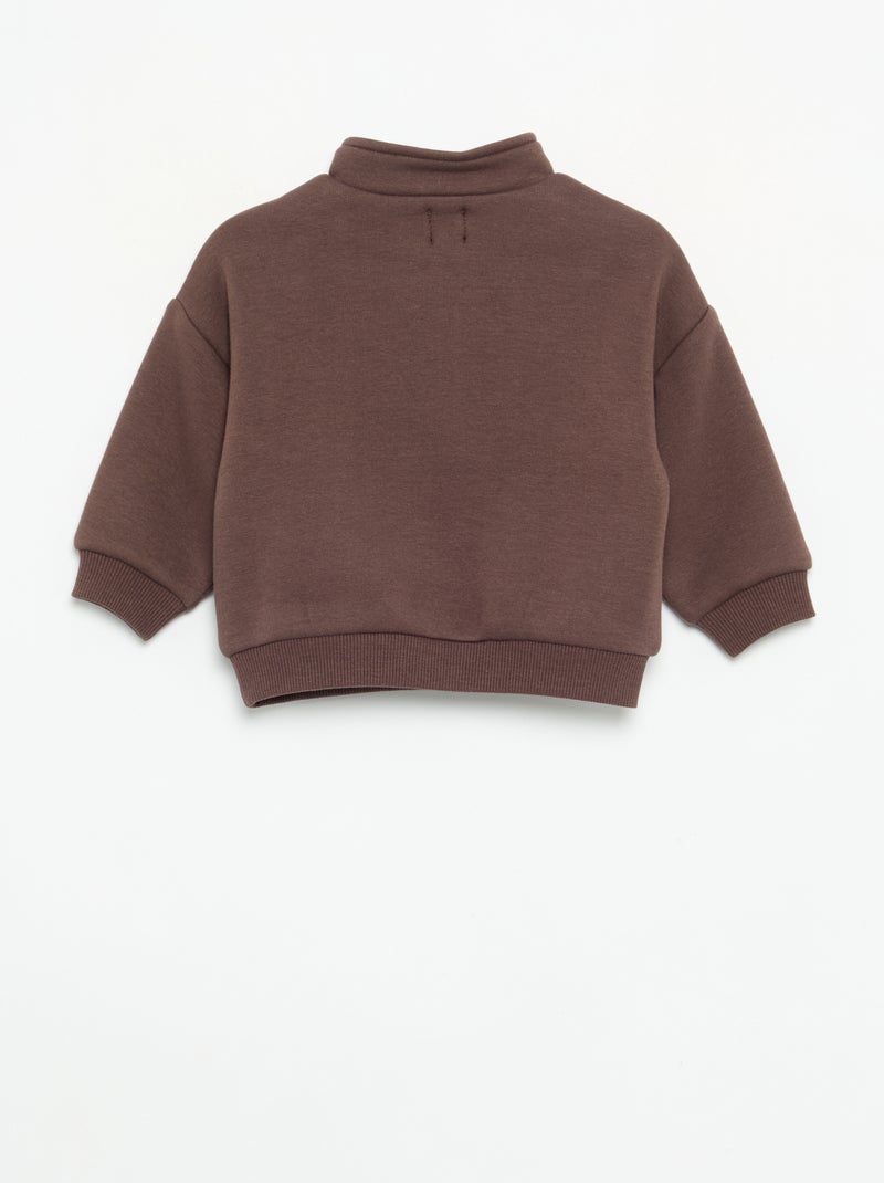 Sudadera de manga larga y cuello con cremallera Marron - Kiabi