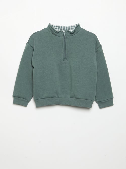 Sudadera de manga larga y cuello con cremallera - Kiabi Sudadera de manga larga y cuello con cremallera - Kiabi