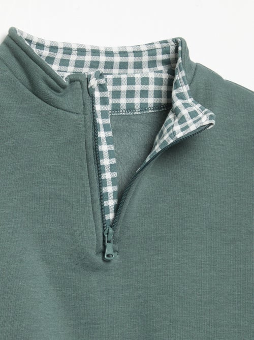 Sudadera de manga larga y cuello con cremallera - Kiabi Sudadera de manga larga y cuello con cremallera - Kiabi