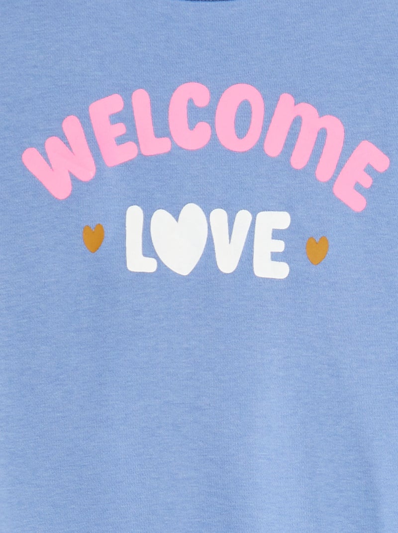 Sudadera de manga larga y cuello redondo con estampado AZUL - Kiabi
