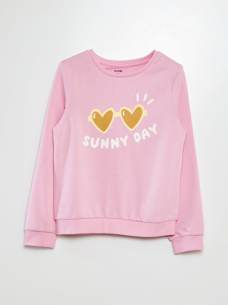 Sudadera de manga larga y cuello redondo con estampado ROSA - Kiabi