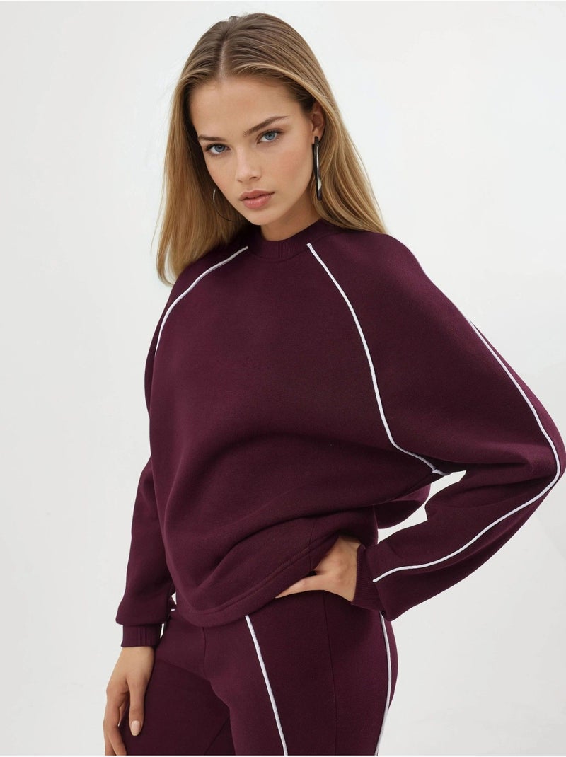 Sudadera de manga larga y cuello redondo de corte relajado busem Rojo burdeos - Kiabi