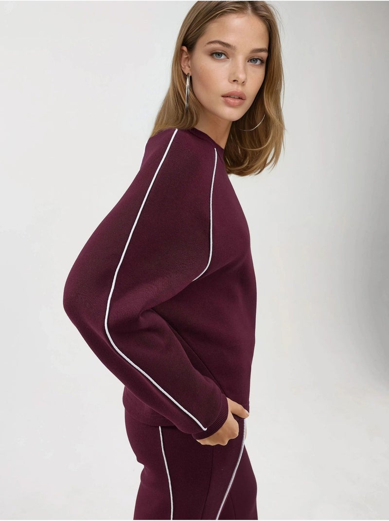 Sudadera de manga larga y cuello redondo de corte relajado busem Rojo burdeos - Kiabi