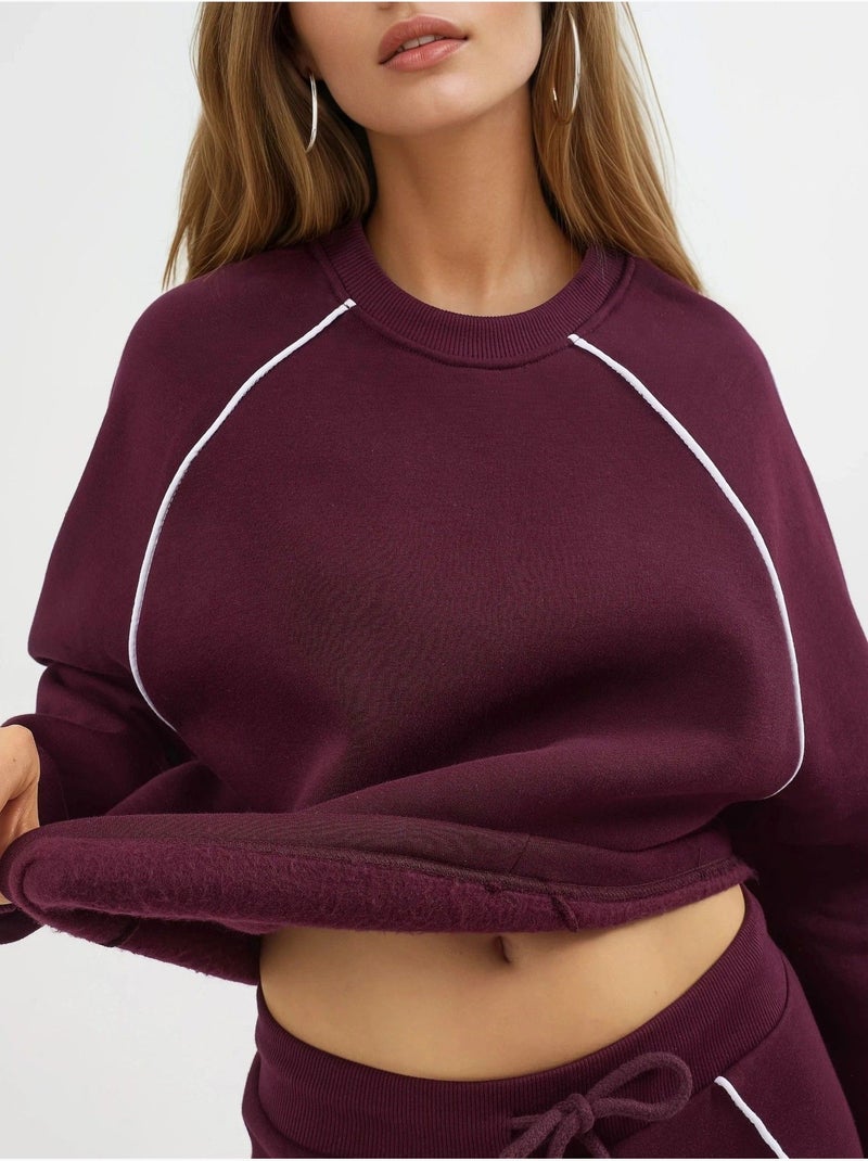 Sudadera de manga larga y cuello redondo de corte relajado busem Rojo burdeos - Kiabi