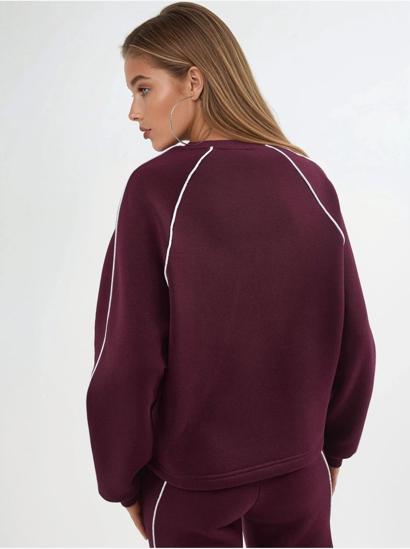 Sudadera de manga larga y cuello redondo de corte relajado busem Rojo burdeos - Kiabi
