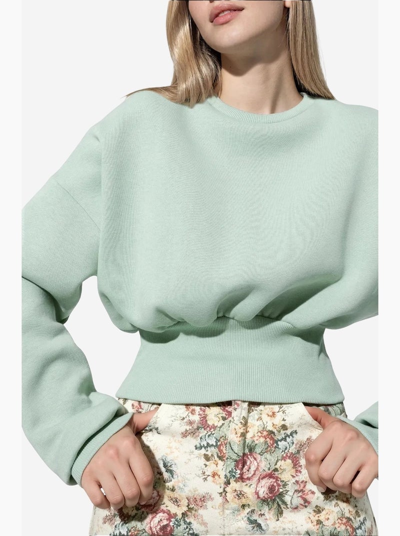 Sudadera de mujer de algodón y poliéster busem Verde menta - Kiabi