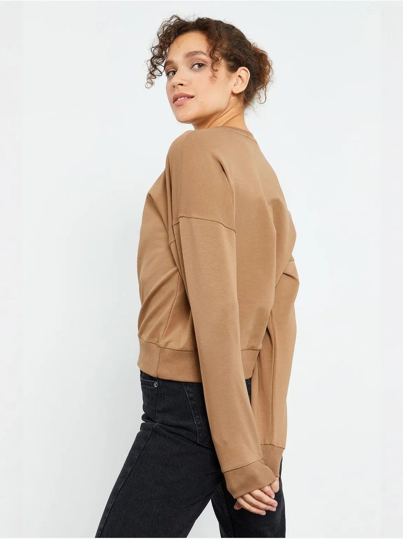 Sudadera de mujer relaxed con cuello redondo tommy Camel - Kiabi