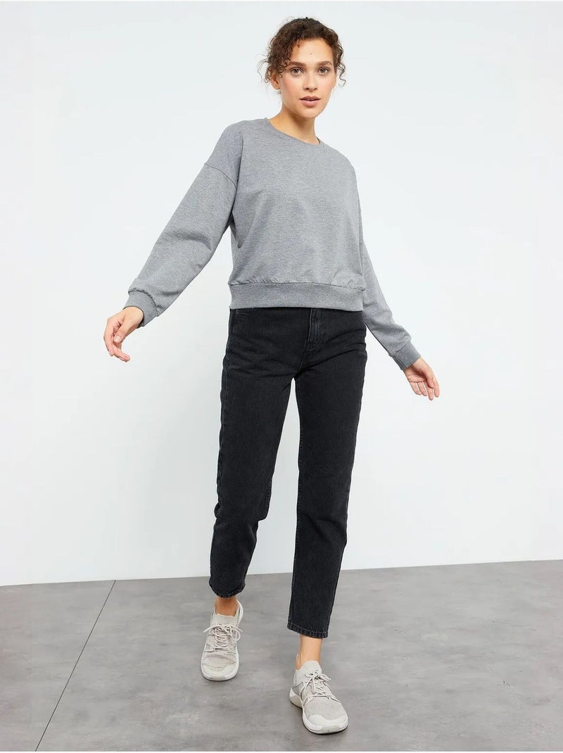 Sudadera de mujer relaxed con cuello redondo tommy Gris - Kiabi