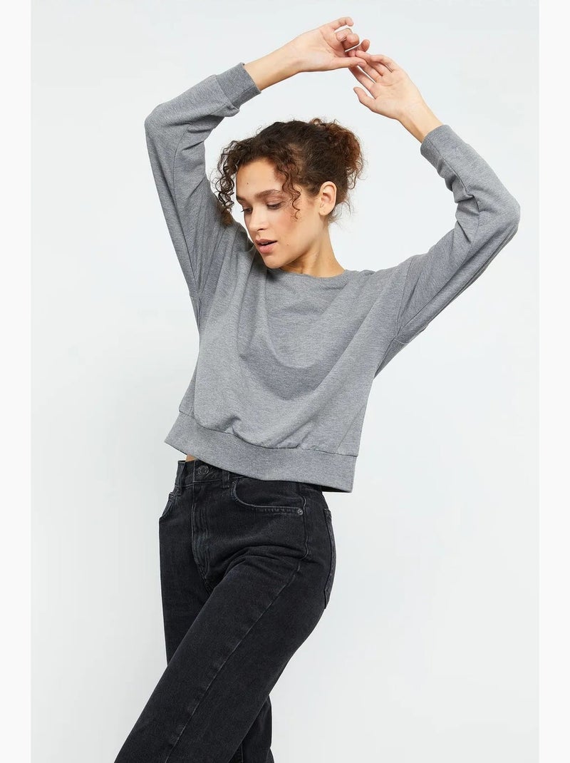Sudadera de mujer relaxed con cuello redondo tommy Gris - Kiabi