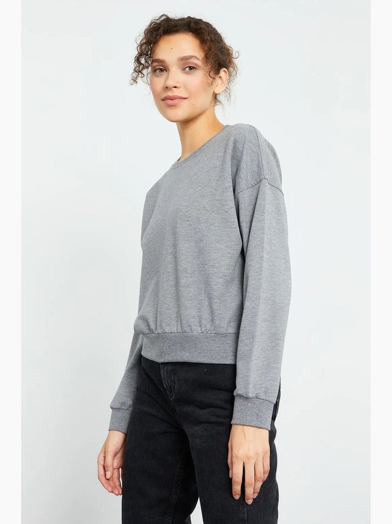 Sudadera de mujer relaxed con cuello redondo tommy Gris - Kiabi