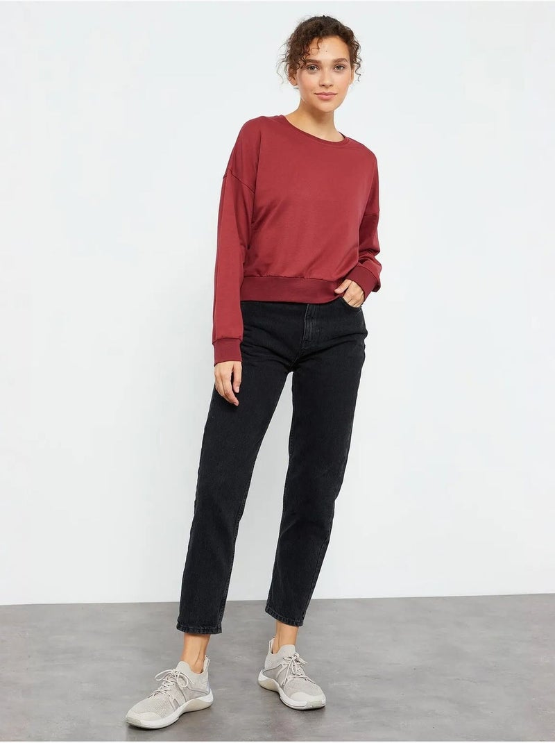 Sudadera de mujer relaxed con cuello redondo tommy Rojo burdeos - Kiabi
