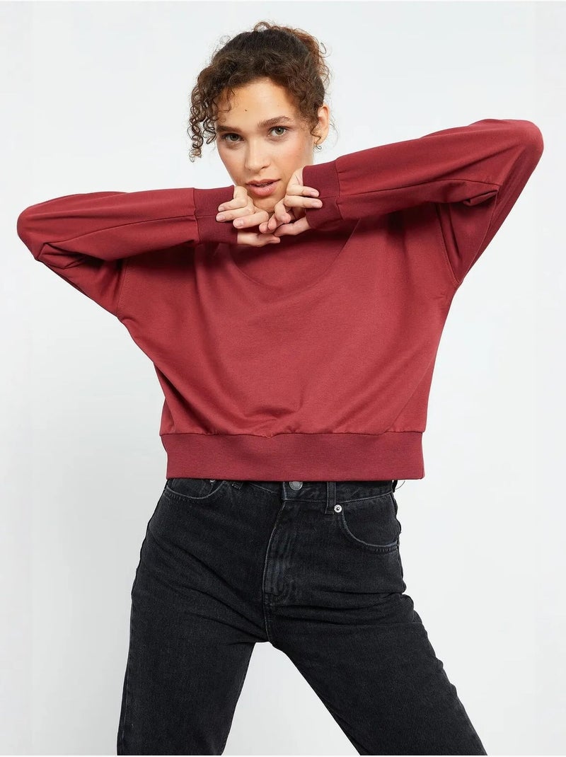 Sudadera de mujer relaxed con cuello redondo tommy Rojo burdeos - Kiabi