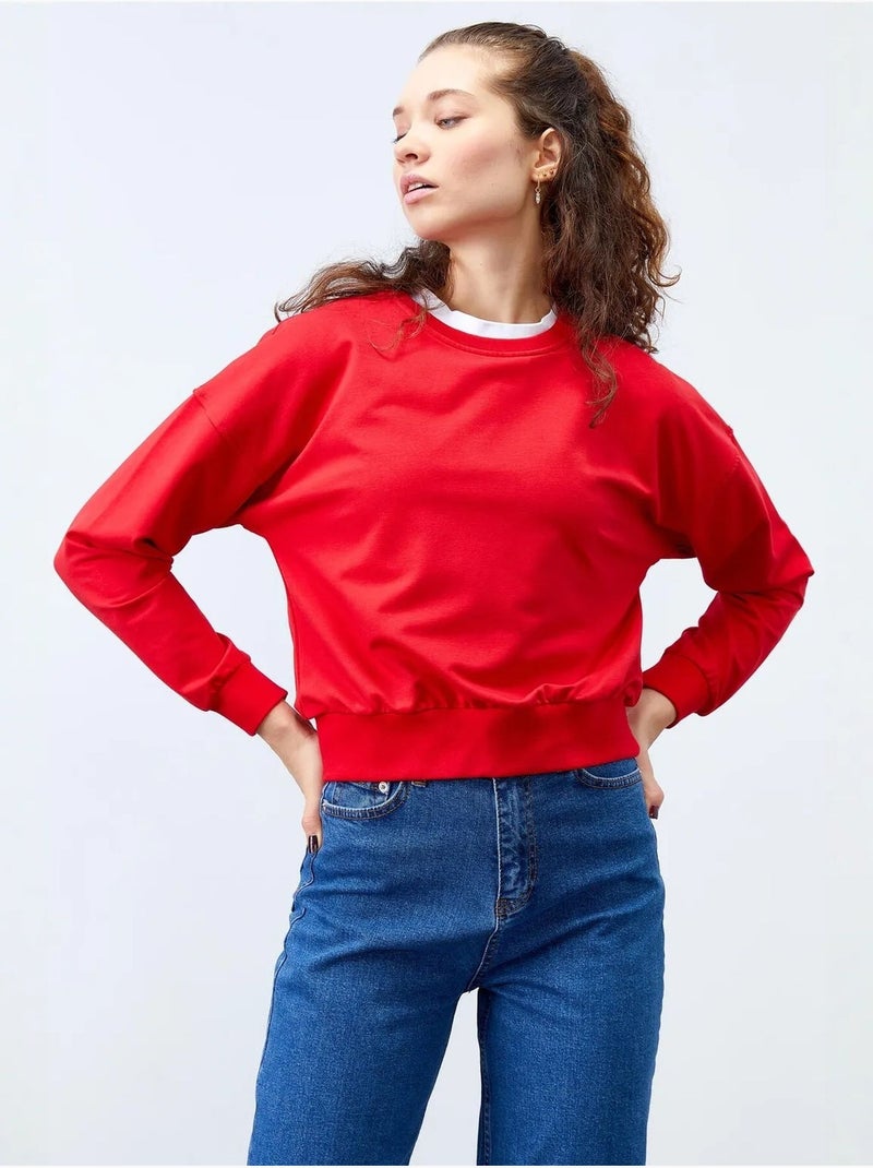 Sudadera de mujer relaxed con cuello redondo tommy Rojo - Kiabi