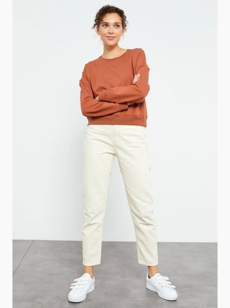 Sudadera de mujer relaxed con cuello redondo tommy Terracota - Kiabi