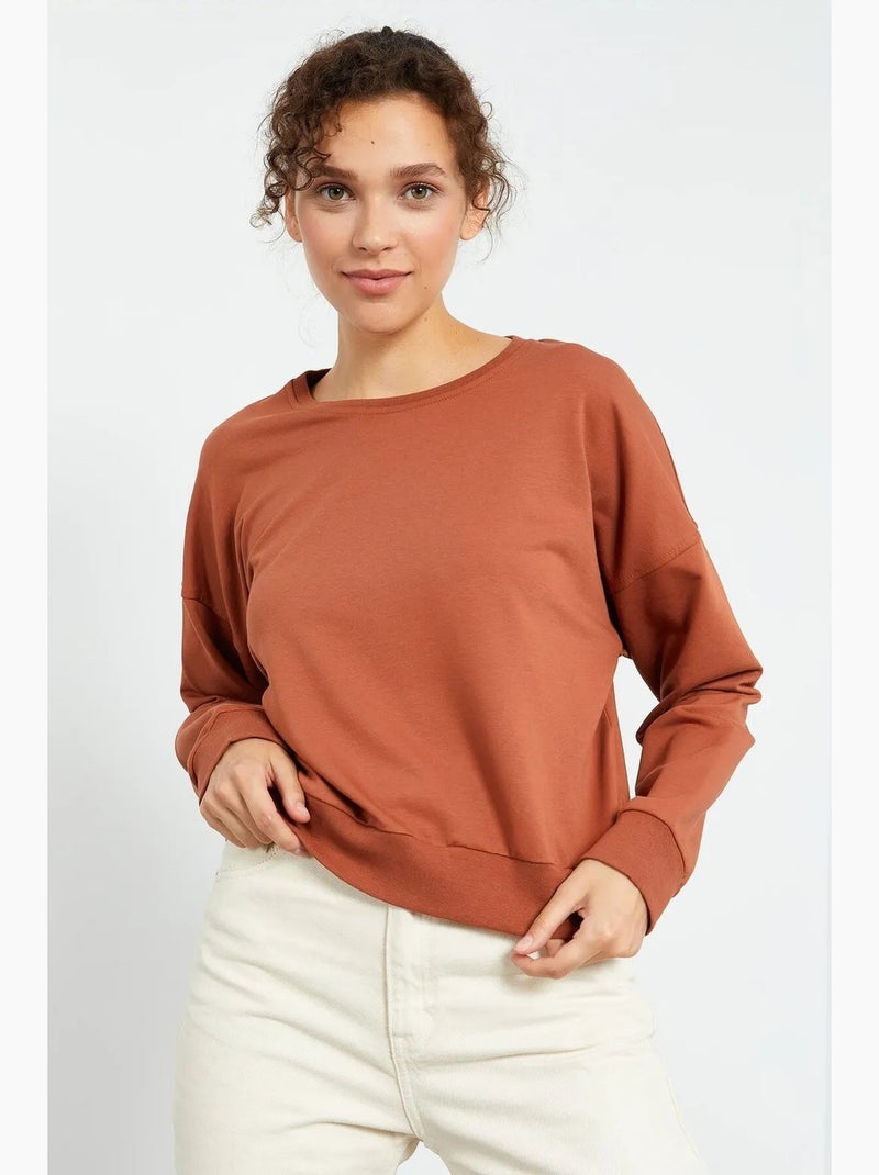 Sudadera de mujer relaxed con cuello redondo tommy Terracota - Kiabi