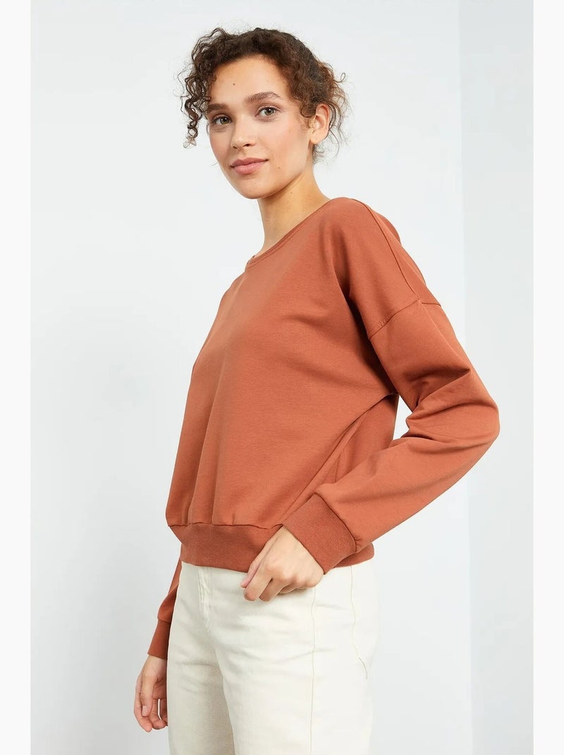Sudadera de mujer relaxed con cuello redondo tommy Terracota - Kiabi