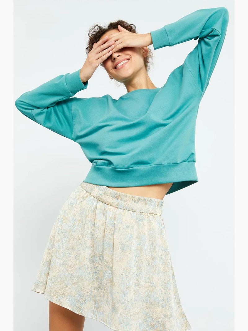 Sudadera de mujer relaxed con cuello redondo tommy Verde menta - Kiabi