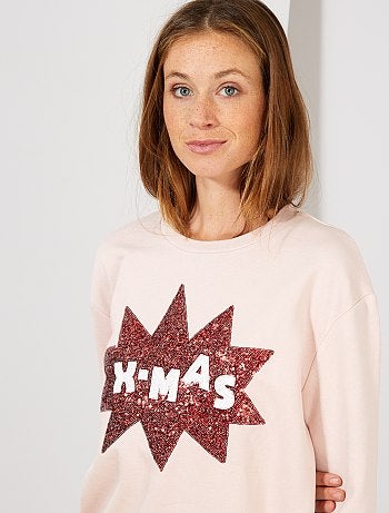 Sudadera de Navidad con mensajes de lentejuelas - Kiabi