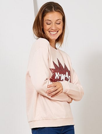 Sudadera de Navidad con mensajes de lentejuelas - Kiabi