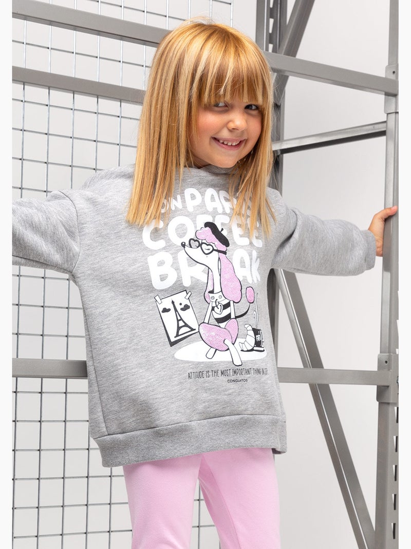Sudadera de Niña con Capucha en Gris Gris - Kiabi