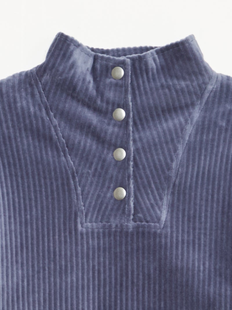 Sudadera de pana con cuello camionero Azul - Kiabi