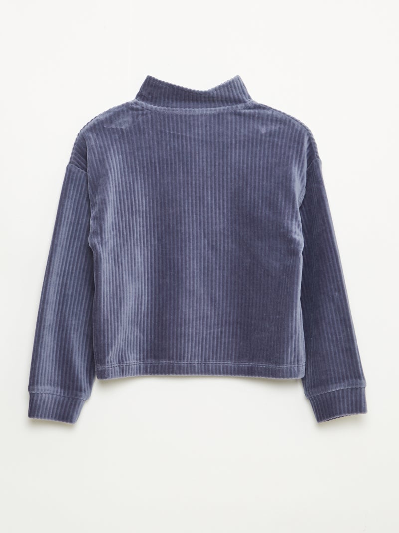 Sudadera de pana con cuello camionero Azul - Kiabi