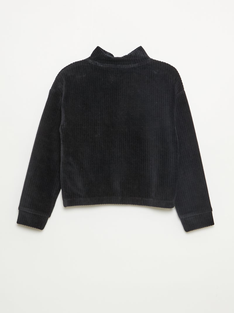 Sudadera de pana con cuello camionero Negro - Kiabi