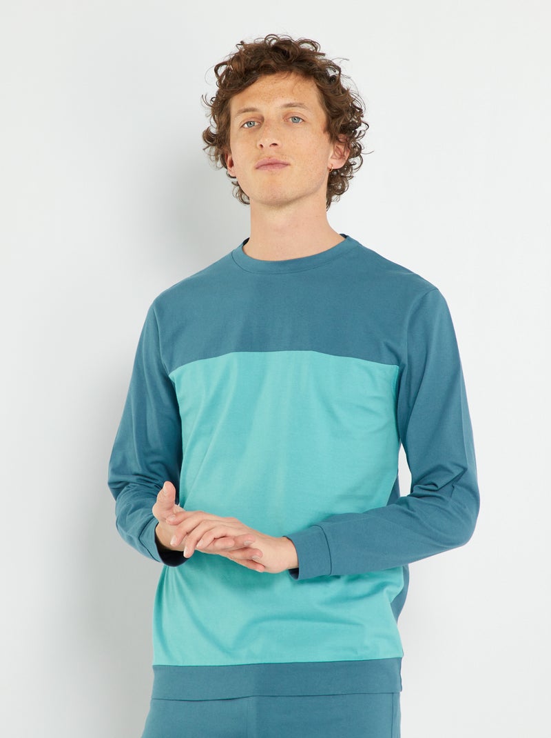 Sudadera de pijama ligera bicolor azul - Kiabi