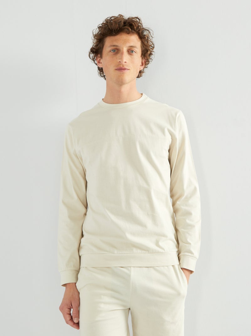 Sudadera de pijama ligera bicolor beige - Kiabi