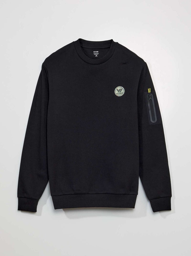 Sudadera de piqué de algodón NEGRO - Kiabi