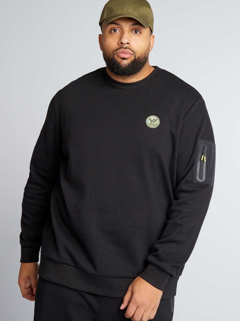 Sudadera de piqué de algodón NEGRO - Kiabi