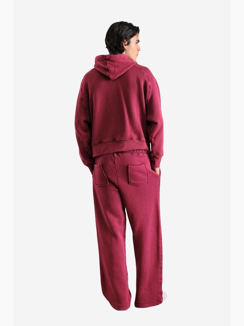 Sudadera de poliéster con capucha y cordón ajustable con bolsillo giesto Rojo burdeos - Kiabi