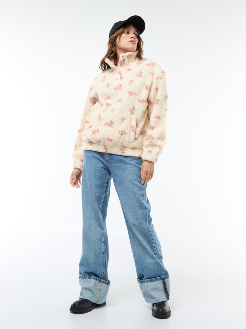 Sudadera de punto bouclé con estampado Blanco - Kiabi